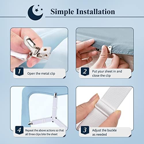 Sopito Adjustable Sheet Straps 295 in to 827 in 2pcsWhite