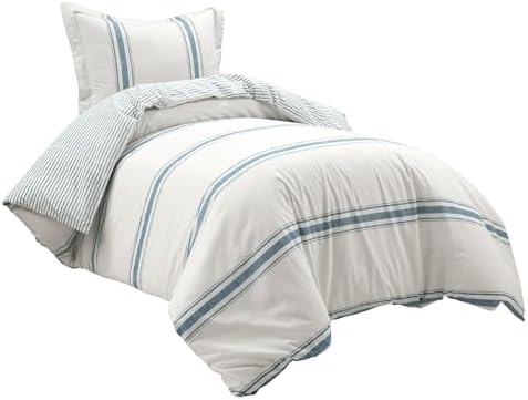 Lush Decor Farmhouse Stripe Reversible Cotton Duvet Cover Set 1