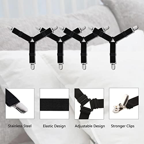Resdenio 4Pcs Adjustable Elastic Sheet Fasteners