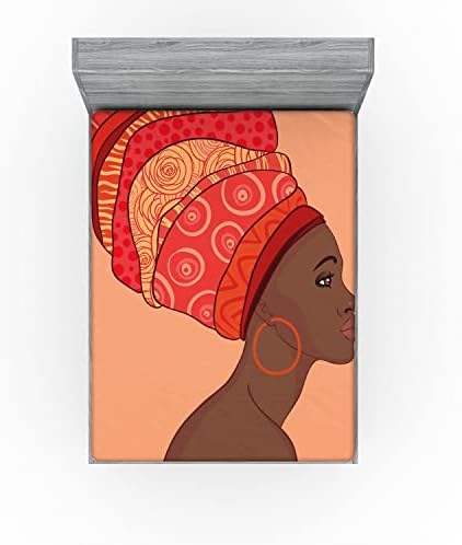 Ambesonne African Fitted Sheet Chocolate Salmon California King