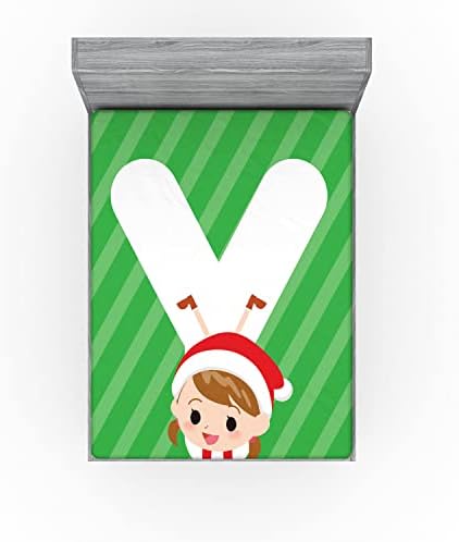 Ambesonne Christmas Alphabet Y Girl Fitted Sheet