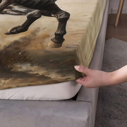 3D Animal Black Horse Bed Sheet Set 4pcs California King 1