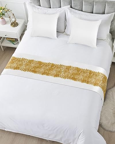 Chucoco Bed Runner Scarf Gold Striped 102x20In