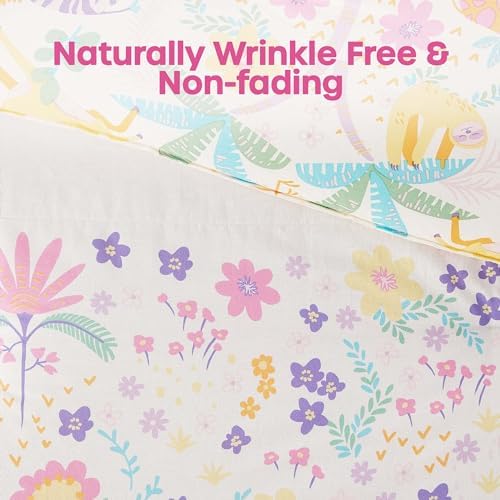 Queen Duvet Cover Set - Jungle Animals Floral Reversible Design