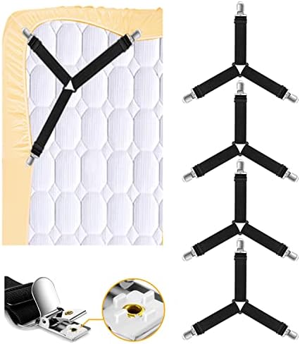 Kelofty 4PCS Bed Sheet Clips with Adjustable Bands