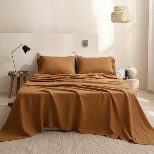 SimpleOpulence 100 Linen Sheet Set - California King Rust