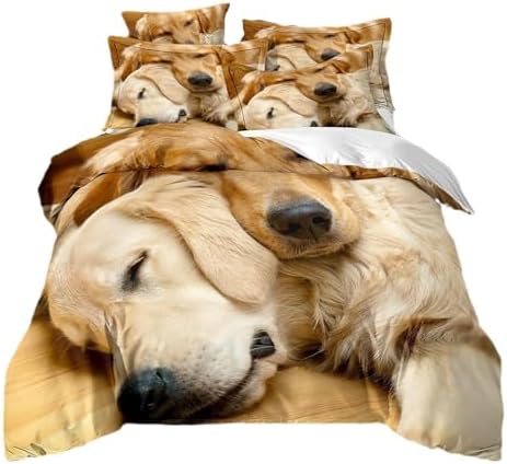 3D Animal Bedding Set King Size Golden Retriever