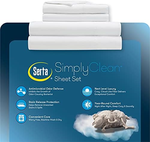 Serta Simply Clean 3-Piece Twin XL Bed Sheet Set White