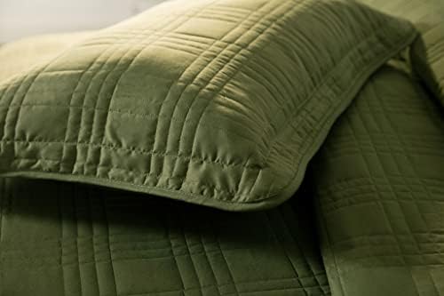 Chezmoi Collection Cypress Green Bedspread Set 3-Piece King Size
