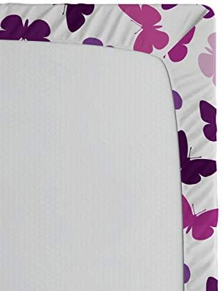 Ambesonne Butterfly Fitted Sheet Purple Lilac Pink California King