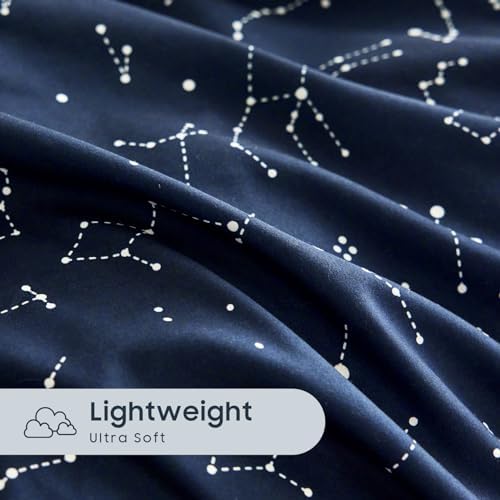 Wake In Cloud Constellation Duvet Cover Set King Size Navy Blue