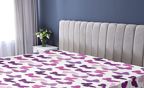 Ambesonne Butterfly Fitted Sheet Purple Lilac Pink California King