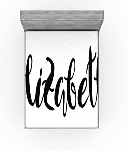 Ambesonne Elizabeth Fitted Sheet Monochrome Calligraphy Design California King