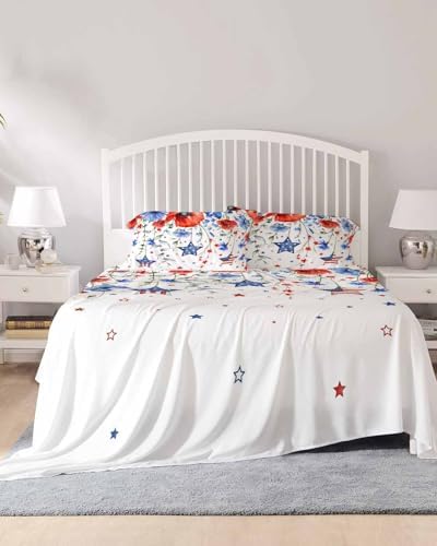 Boanket Cal King Sheet Set 4th of July 4 Piece Microfiber
