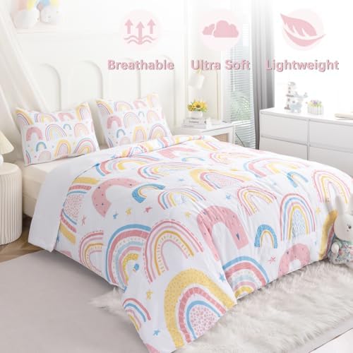 BEDMUST Rainbow Queen Comforter Set 3 Piece