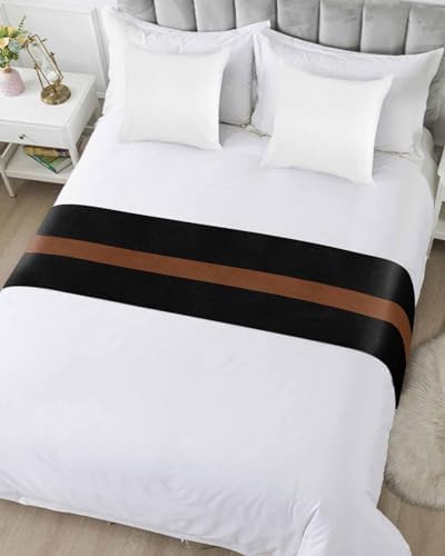 Homechoid Black Stripes Bed Runner for King Size Bed