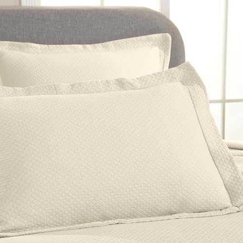 Superior 2 Piece Solitaire Cotton Bedspread Set Twin Ivory