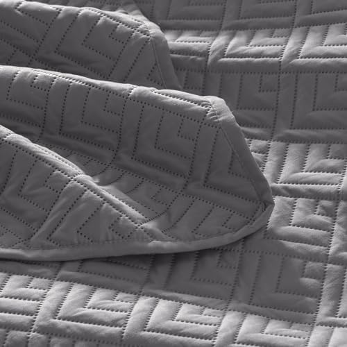 EXQ Home Quilt Set Full Queen Grey 3 Piece