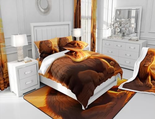 Feelyou 3D Lion Bedding Set for Kids Boy Girl