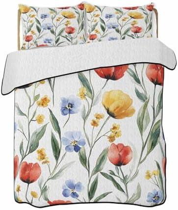 Chucoco Twin XL Quilt Bedding Set Soft Microfiber Coverlet with 2 Pillow Shams