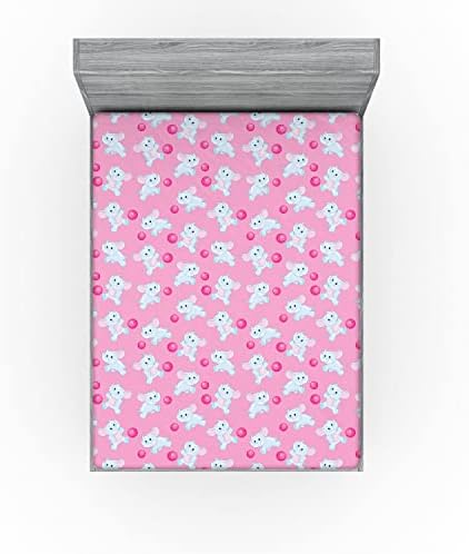 Ambesonne Animal Fitted Sheet for Kids California King Pale Blue Pink