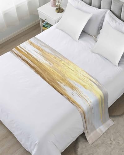 Gold Grey Bed Runner Scarf for California King Size