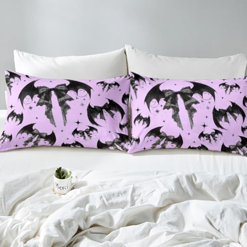 Manfei Gothic Bowknots Sheet Set Purple Black Deep Pocket Twin Size