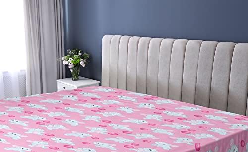 Ambesonne Animal Fitted Sheet for Kids California King Pale Blue Pink