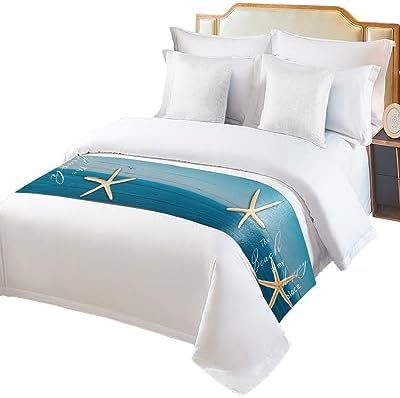 Litter Star King Bed Runner with Blue Gradient Wood Board Pattern