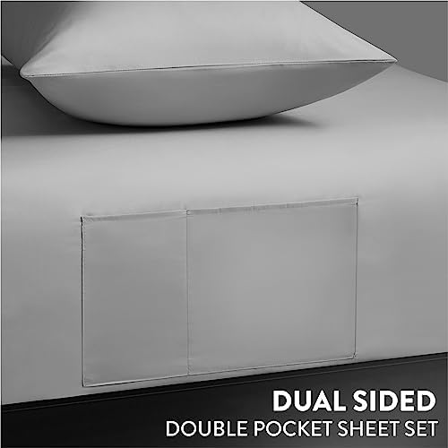 3 Piece Twin XL Sheet Set with Tech Pockets - Grey