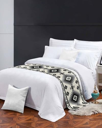 Homechoid Beige Black Southwest Bed Runner for Cal King Bed