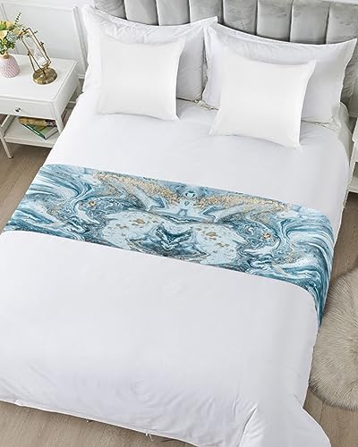 Abstract Marble Bed Runner Scarf Twin Size 71x20
