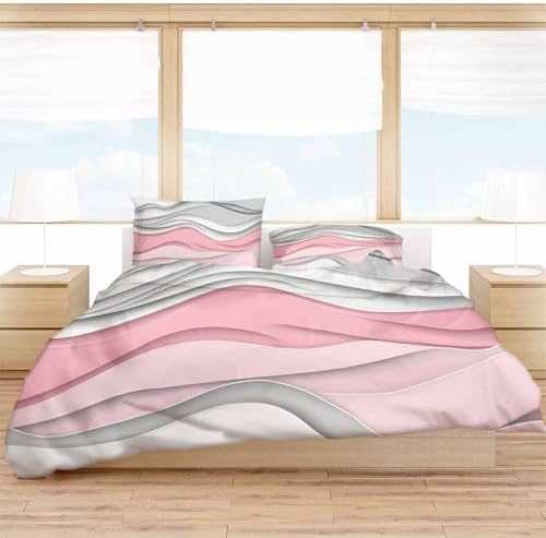 ZOE GARDEN Pink Grey Queen Duvet Cover Set