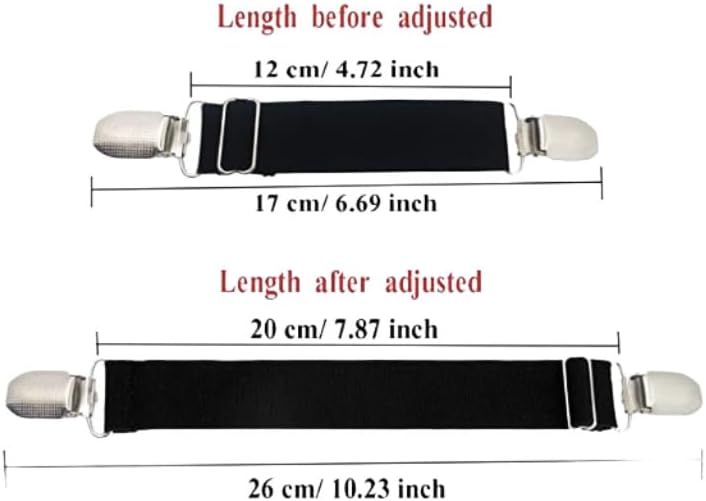 12PCS Adjustable Bed Sheet Fasteners with 2 Buttons - Black