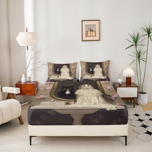 Gothic Ghost Kids Fitted Sheet Twin Size Set 1