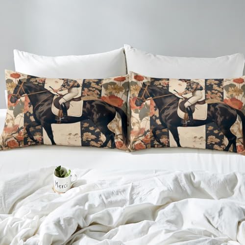 Manfei Twin Size Microfiber Bedding Set with Navy Striped Pillow Case