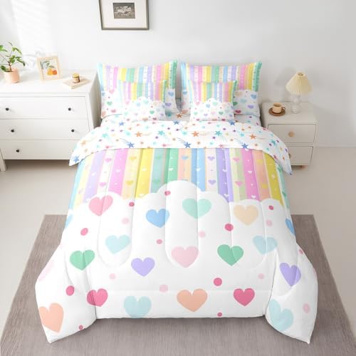 Feelyou Rainbow Stripe 7 Piece Bedding Set for Kids 1