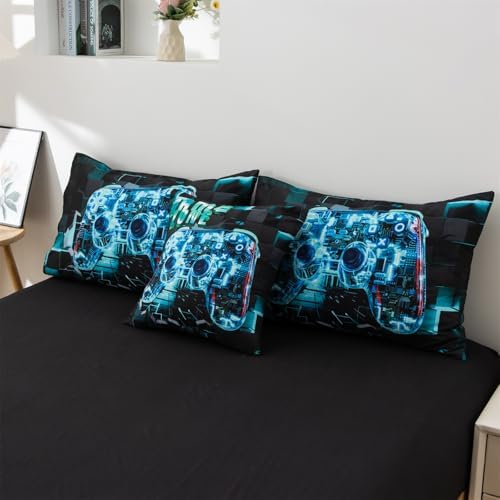 Aimuan Gamer Gaming Bedding Set 3D Gamepad Comforter Twin 6PCS