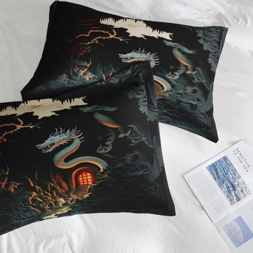 Pamnest Dragon Comforter Set Twin Size 2 Pcs