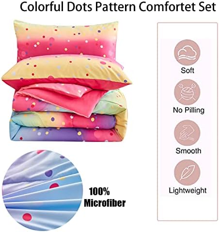 Yogeneg Rainbow Polka Dot Comforter Set Twin Size