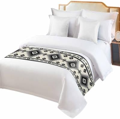 Homechoid Beige Black Southwest Bed Runner for Cal King Bed