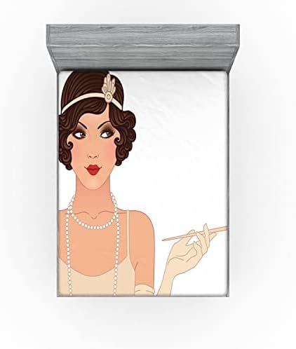 Ambesonne Pin Up Girl Fitted Sheet Pale Peach Chocolate California King