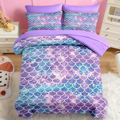 Nesker 5 Pcs Comforter Set Twin Size Mermaid Design