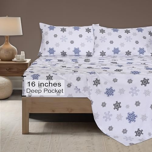 ZOYER Flannel Twin XL Sheet Set - 3 Pieces White Snow