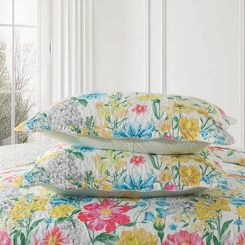 NEWLAKE Dreamy Flowers Reversible Quilt Set King Size