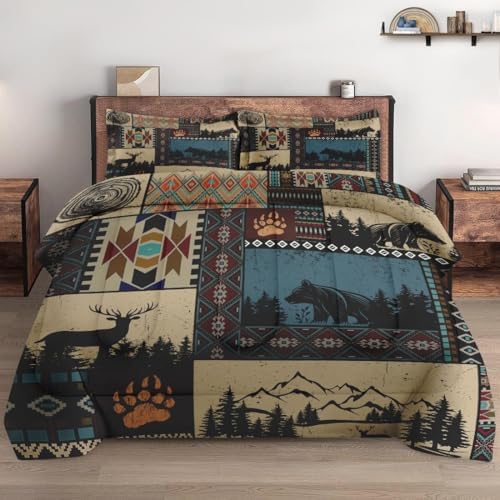 WeCozy Twin Comforter Set with Pillowcase Black White Abstract Animal Print