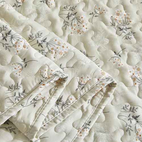 EAVD Boho Floral Queen Quilt Set with 2 Pillow Shams