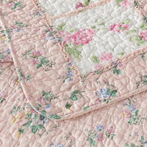 Chezmoi Abbi 3-Piece Pink Shabby Chic Quilt Set