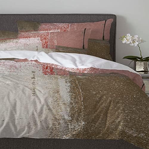 OComster California King Duvet Cover Set 3 Piece Geometric Art Pillow Shams