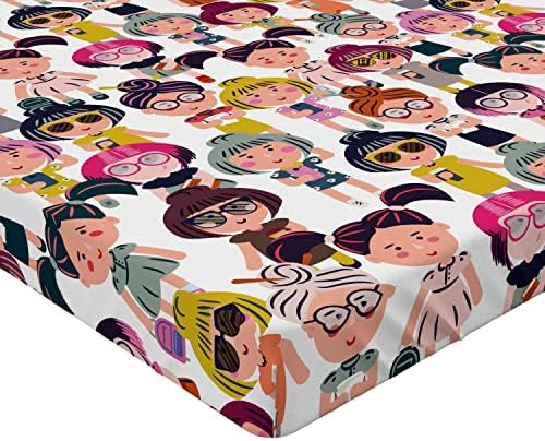 Ambesonne Girls Sheet with Cartoon Smartphones Design